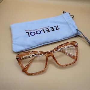 ZEELOOL Women's Tan Glasses Frame, No Prescription